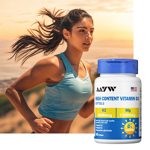 AAYW 高含量维生素D3 AAYW High Content Vitamin D3 + K2 + Magnesium Softgels | Bone, Muscle & Immune Support